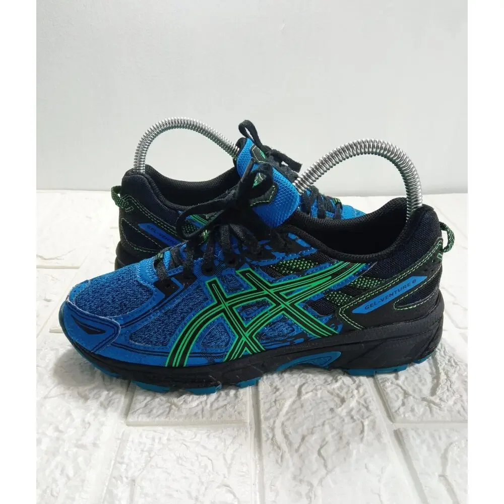 Asics Gel-Venture 6 GS 1014A077 Running Shoes Blue Green Trekking Size 4.5 Y